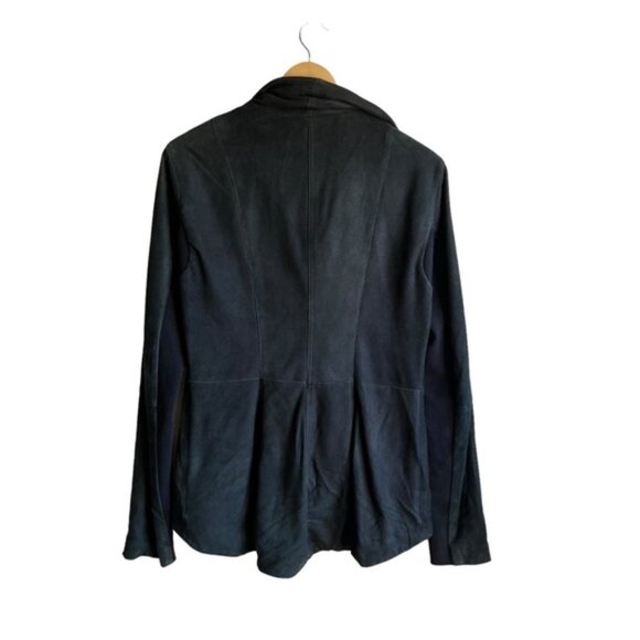 VEDA Black Suede Leather Jacket Wool Knit Panels Underarms Women’s Medium - Picture 8 of 14